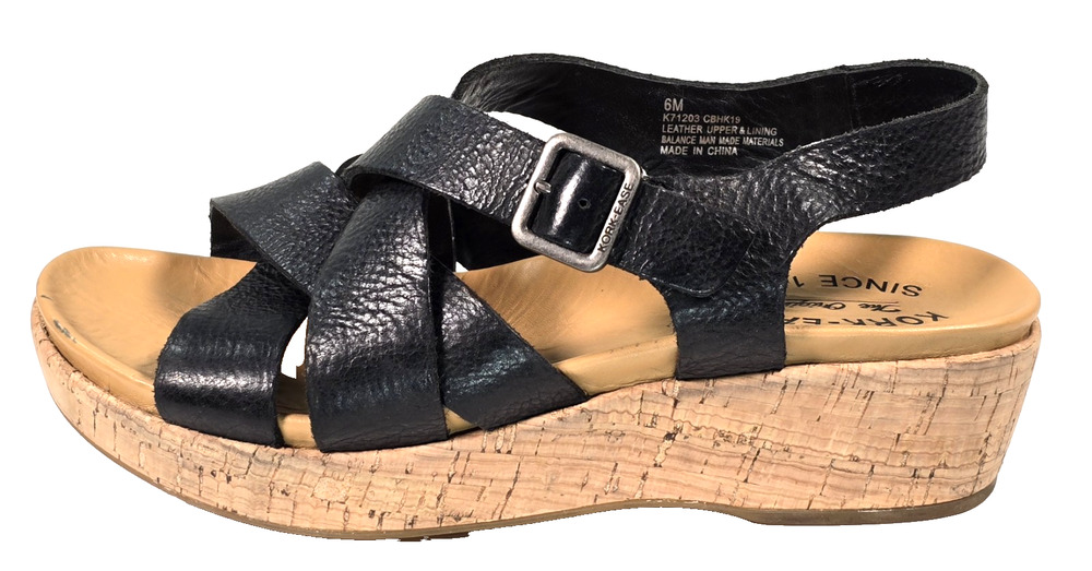 Kork-Ease Women's Caroleigh Ankle Strap Wedge Leather Sandals Size 6M
